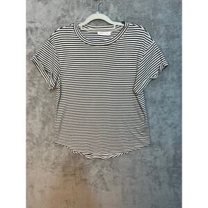 Bohme Soft Stretch T-Shirt Small Black Striped Minimalist Quiet Luxury Office
